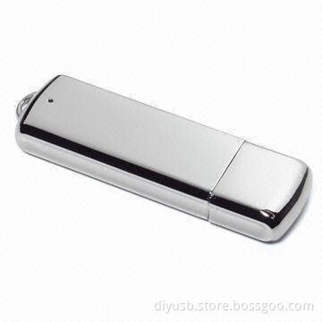 Metal USB Flash Drive with 1 to 16GB Memory Capacity and USB2.0/1.0 High-speed Interface